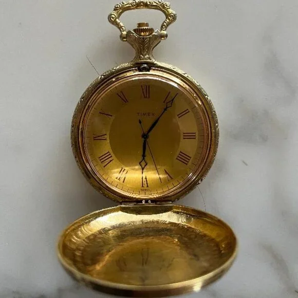 Vintage Timex Gold Tone Timex Pocket Watch Timex Gold Tone Windup